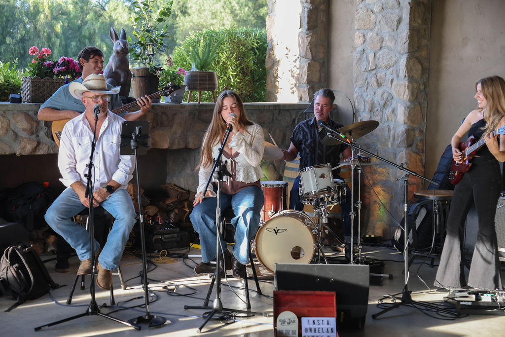 Rowdy Band performing a full-band live set for a crowd